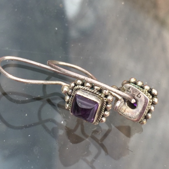 925 Silver and Amethyst Dangle Earings - Picture 2 of 8